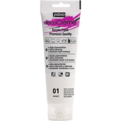 Tube 120ml Peinture Acrylique Décocrème Mat BLANC NUAGE - PÉBÉO