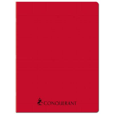 Cahier agrafé polypro 24X32 192P 70G grands carreaux rouge