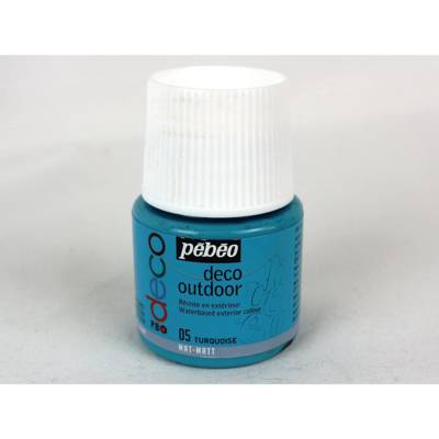 Flacon 45 ml peinture deco outdoor turquoise mat - PÉBÉO