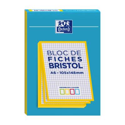 Bloc de 30 fiches bristol 105X148 non perforées Q5/5 jaune