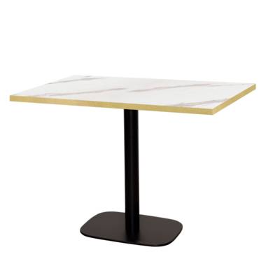 Table pied noir 120x70cm marbre blanc chant laiton - intérieur - RestooTab