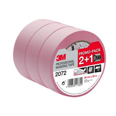 Ruban de masquage professionnel ROSE 2072 surface extra sensible 36 mm x 50 m - 2+1 GRATUIT - Gedimat - 3M