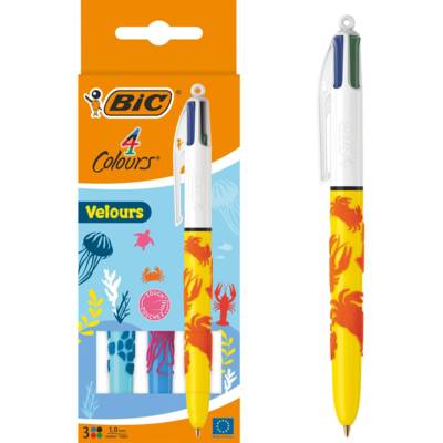 Lot de 3 Stylos Bille 4 Couleurs Velours