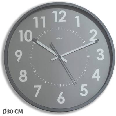 Horloge murale silencieuse quartz diam 30 cm gris Aluminium