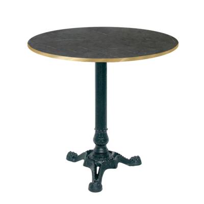 Table pied noir Ø70cm marquina chants laiton - intérieur - RestooTab