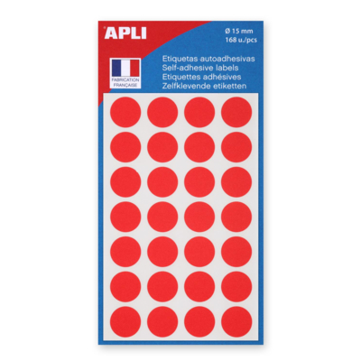 Sachet de 168 étiquettes Gommettes de signalisation Rondes 15 mm Rouge
