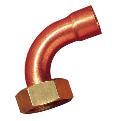 Raccord 2 pièces coudé cuivre écrou laiton brut à emboiture 359GCI femelle à visser diam.12x17 mm pour tube cuivre diam.12mm en vrac 1 pièce - Gedimat - BOUTTE
