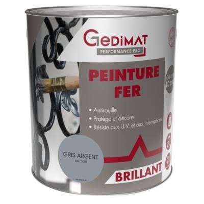 Peinture fer gris argent - pot de 2 litres - Gedimat