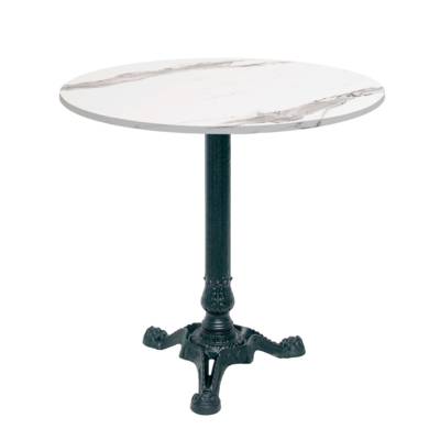 Table pied noir Ø70cm marbre blanc - intérieur - RestooTab
