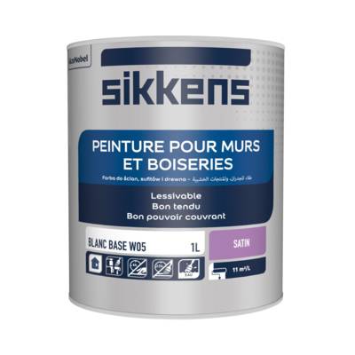 Peinture satinée mur et boiseries blanc base W05 satin - Gedimat - SIKKENS ARTISANS