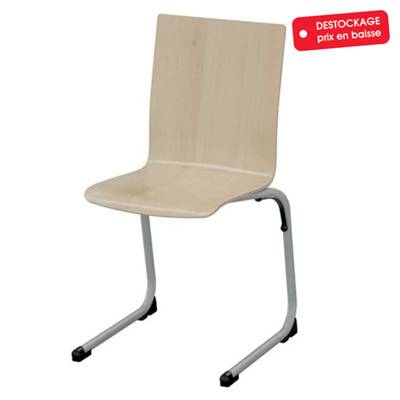 Chaise AST coque Atlantide bois Blueprotech® piètement époxy - T6 - Gris alu RAL 9006 - MOBIDECOR