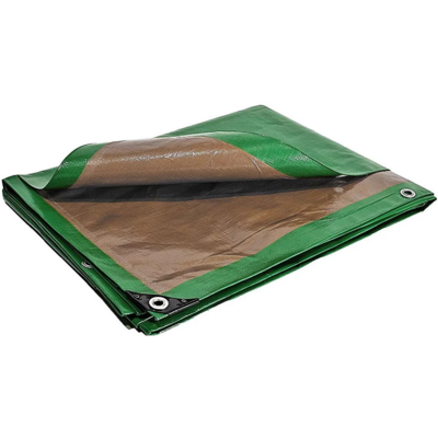 Bâche de protection HQ250 anti UV étanche 250 g/m² 3x5 m - Vert / Marron - TECPLAST - PR0812