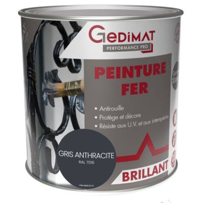 Peinture fer gris anthracite - pot de 0.5 litres - Gedimat