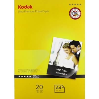 Pack 20 Feuilles Papier photo "Ultra Premium" Brillant A4 280g Blanc