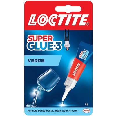Colle SUPERGLUE 3 spécial verre transparent - tube de 3g - Gedimat - LOCTITE