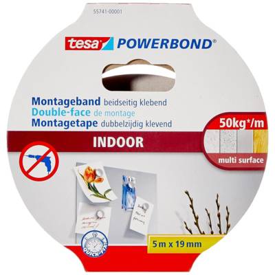 Adhésif Powerbond Double-face de Montage INDOOR 19mm x 1,5m