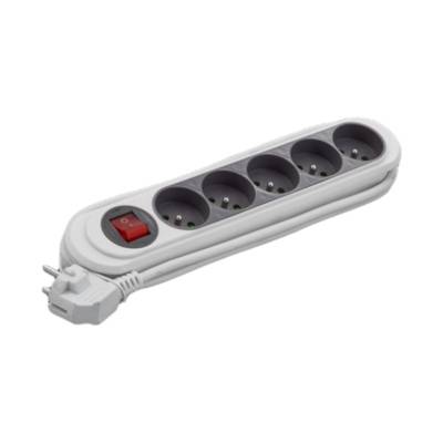 Bloc 5 prises 2P+T 16A avec interrupteur gris foncé NOLA - 1,30m - Gedimat