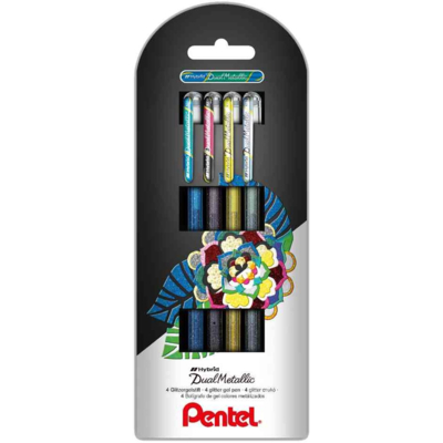 Stylo roller à encre gel Hybrid "Dual Pen", étui de 4 - Pentel