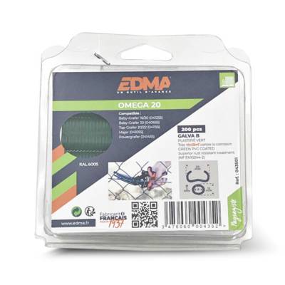 Agrafe OMEGA 20 galva plastifié vert - Gedimat