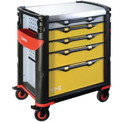 Servante grand volume SAM OUTILLAGE 5 tiroirs jaune à plateau inox - 415HREN - Maxoutil