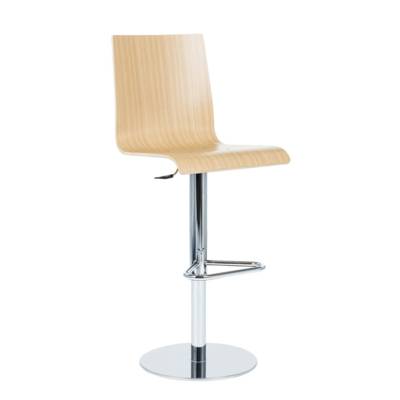 Tabouret MAMBO Haut dossier pied central chromé assise/dossier bois