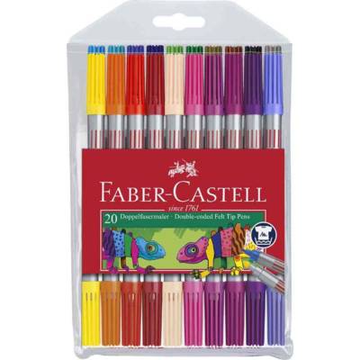 Pochette de 20 feutres double pointes de couleurs assorties - FABER-CASTELL