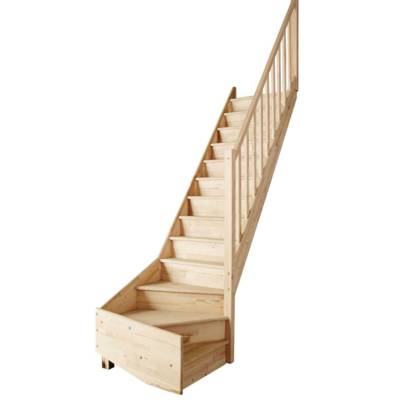 Escalier 1/4 tournant gauche hêtre kit TRADI ECO - 2.80m - Gedimat - SOGEM