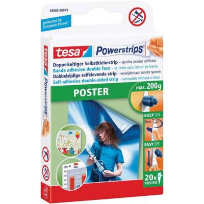 Lot de 20 Languettes Adhésive Powerstrips Poster Max 200g Blanc
