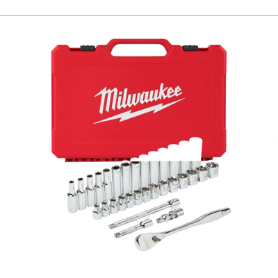 Set de douille à cliquet 3/8 metrique 32 PCS - MILWAUKEE - 4932464945
