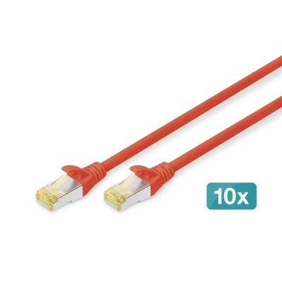Pack de 10 Câble de brassage CAT 6A S/FTP 3m Rouge