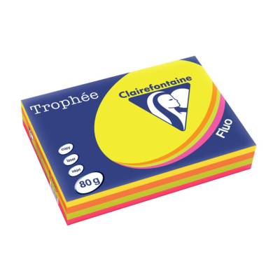 Ramette 500 Feuilles Papier 80g A4 210x297 mm Certifié FSC  Assorti Fluo
