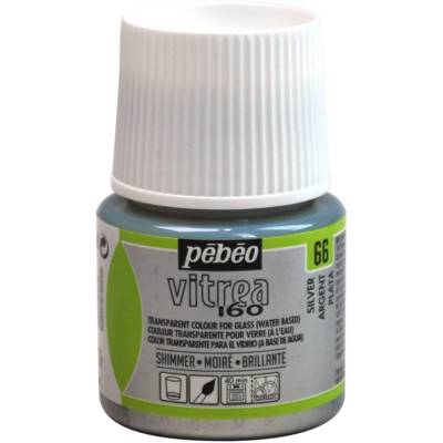 Flacon 45ml peinture Vitrea 160 brillante pour verre ARGENT MOIRE - PÉBÉO