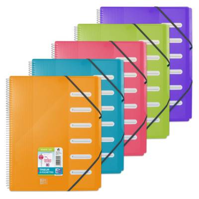Trieur Keep'In Spirale 6 compartiments à pochettes A4 Coloris Aléatoire