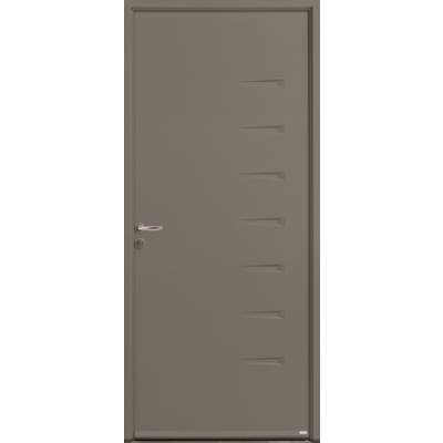 Porte d'entrée acier AKI gris 7039 satiné dormant 54 mm - 215 x 90 cm - Gedimat - ZILTEN