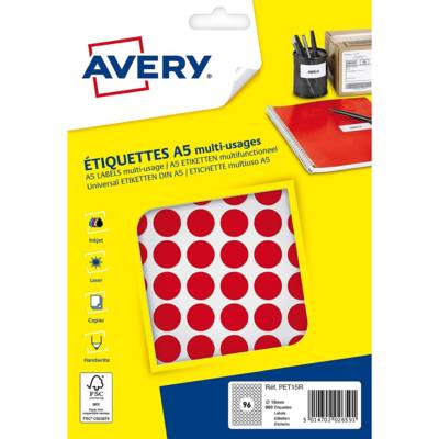 Sachet de 960 pastilles Ø15 mm. Imprimables. Coloris rouge