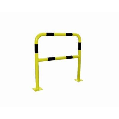 Barrière de protection noire et jaune avec platine 150 x 150 mm VISO - acier galva - 1500 x 1000 m - Ø40 mm - BAR415NJ - Maxoutil