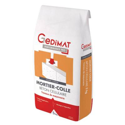 Mortier colle béton cellulaire - sac de 5kg - GEDIMAT PERFORMANCE PRO - Gedimat