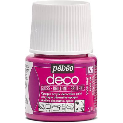 Flacon 45ml Peinture Deco Acrylique Brillante ROSE VIF - PÉBÉO