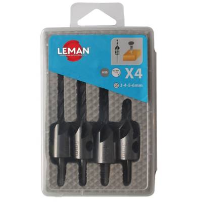 Foret à bois helicoïdaux+fraisoir acier - coffret de 4 pièces - Gedimat - LEMAN