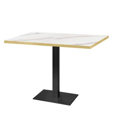 Table pied noir 120x70cm marbre blanc chant laiton - intérieur - RestooTab