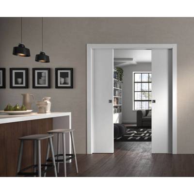 Châssis de porte coulissante double vantail Scrignotech pour cloison plaque de plâtre 100 mm - Gedimat
