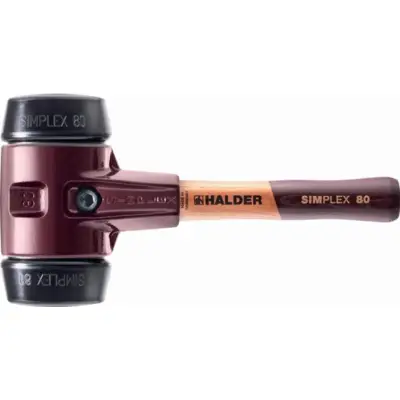 Maillet HALDER SIMPLEX Caoutchouc chargé avec boîtier en fonte malléable et manche en bois - D=80 mm - Manche extra-court - 3002.082