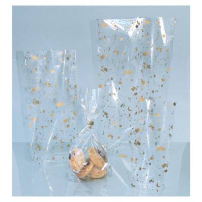 Pack 10 Sachets Cellophane Alimentaire pour Noel, (L)115 x (H)190 mm