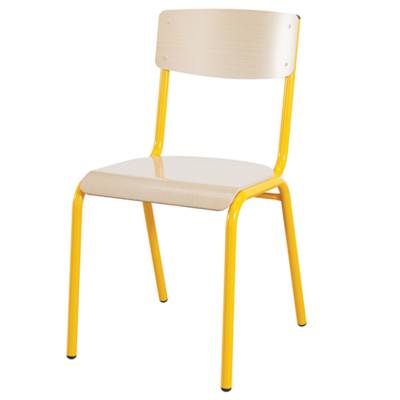 Chaise EOLE 4 pieds assise et dossier bois Blueprotech® piètement époxy - T6 - Jaune RAL 1003 - Mobidecor