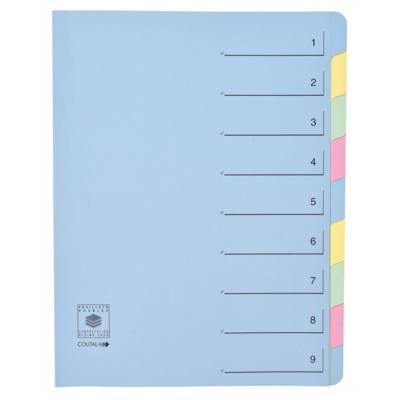Trieur 9 onglets en dossier Dos extensible Rubriques imprimées Bleu