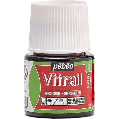 Flacon 45ml peinture VITRAIL transparent ORANGE - PÉBÉO