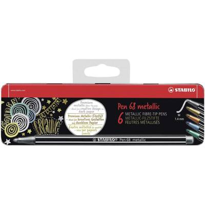 Boîte métal x 6 feutres métallisés STABILO Pen 68 metallic