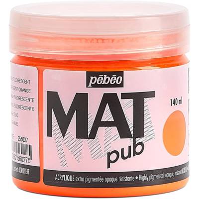 Pot 140ml Peinture Acrylique MAT pub ORANG FLUO