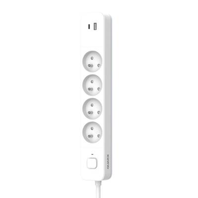 Multiprise 4 prises + USBC QUARX 1,5M + interrupteur - blanc - Gedimat