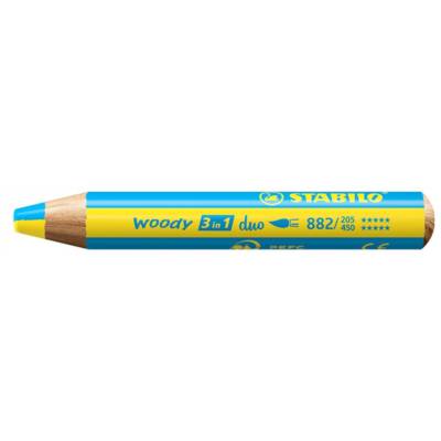 Crayon multi-talents  woody 3 in 1 duo - jaune-bleu ciel
